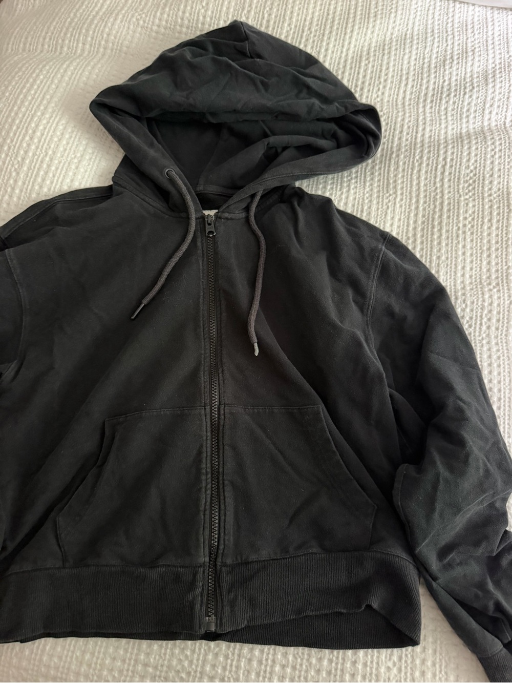 Abercrombie & Fitch Black Zip-Up Hooded Sweatshirt